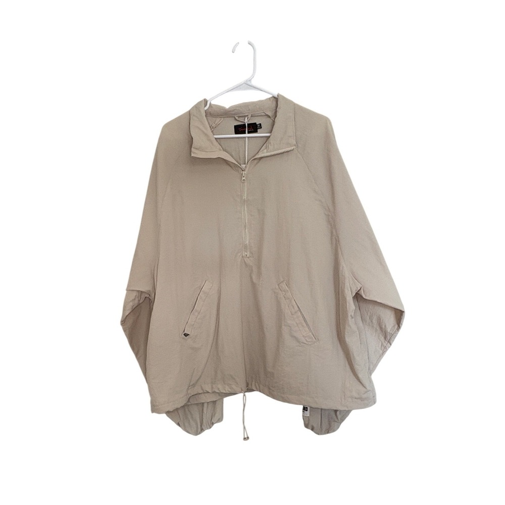 Diamond Supply Co Tan Beige Half Zip Nylon Windbreaker Pullover Jacket 16081 M